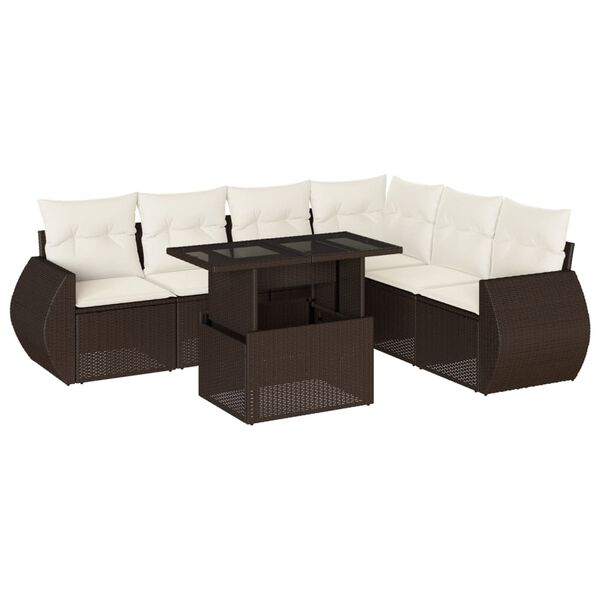 vidaXL Garden Sofa Set Brown and Cream White PE Rattan Modular