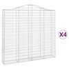 vidaXL Gabion Basket Set of 4 Silver Galvanized Iron Large Tough