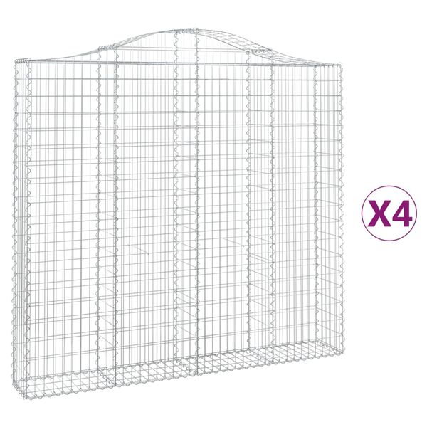 vidaXL Gabion Basket Set of 4 Silver Galvanized Iron Large Tough