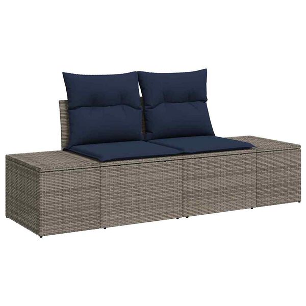 vidaXL Garden Sofa Set with Cushion 10 pcs Grey Poly Rattan