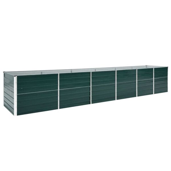 vidaXL Raised Bed Green Galvanized Steel 189 x 31.5 x 30.3 in Durable
