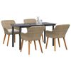 vidaXL Garden Dining Set with Cushion 5 pcs Beige Poly Rattan