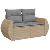 vidaXL Garden Sofa Set Beige PE Rattan Large Adjustable Feet