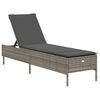 vidaXL Sun Lounger Grey PE Rattan Standard Adjustable Armrests