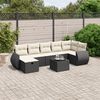 vidaXL Garden Sofa Set Black Poly Rattan Large Removable Covers