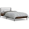 vidaXL Bed Frame Smoked Oak Engineered Wood and Metal Twin Modern