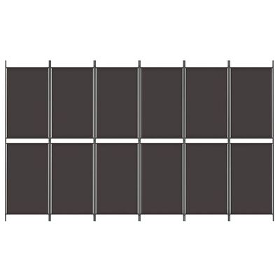 Single-row dark brown panel screen with metal frame spanning width; multiple panels connected.