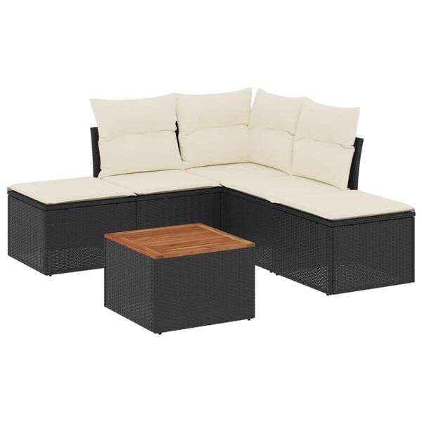vidaXL Garden Sofa Set Black, Cream White