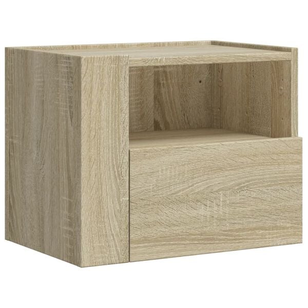 vidaXL Wall-mounted Bedside Cabinet Sonoma oak Engineered wood Medium