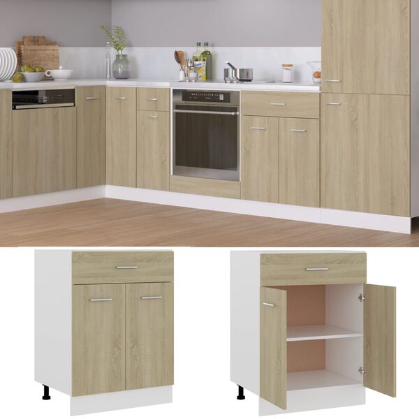 vidaXL Drawer Bottom Cabinet Sonoma oak Engineered wood 23.6x18.1x32.0 in