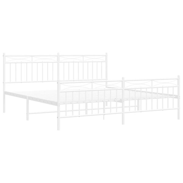vidaXL Bed Frame White Powder-Coated Steel Super King Bed Frame