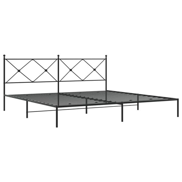 vidaXL Bed Frame Black Powder-Coated Steel Double Bed Frame