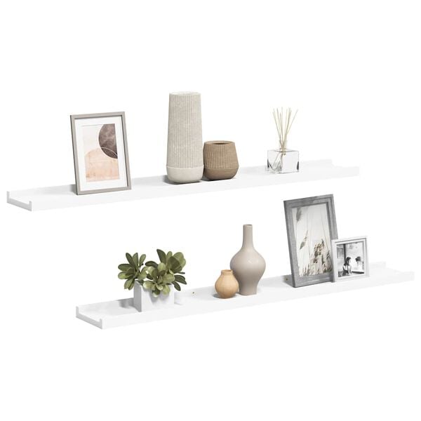 vidaXL Frame Ledge Shelf Set of 2 White MDF 31.5 in long Wall mounting