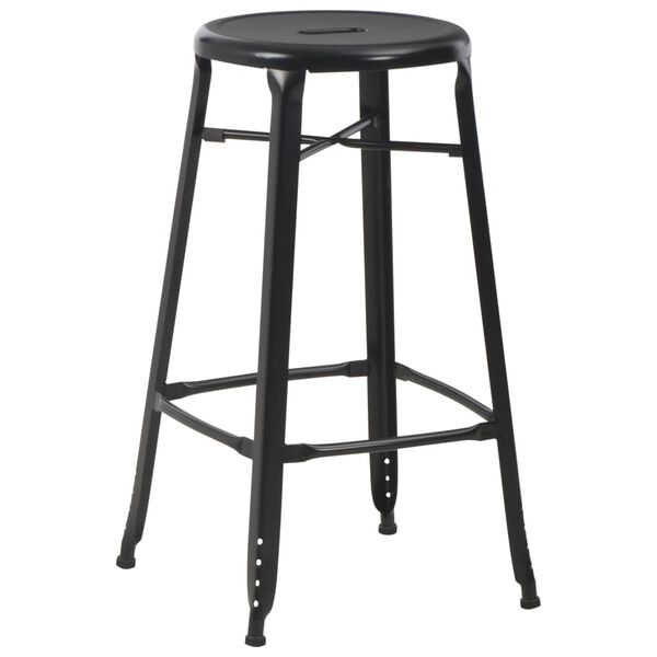 vidaXL Bar Stool Set of 6 Black Powder-coated steel Standard size