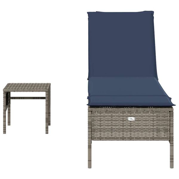 vidaXL Patio Sun Lounger Grey PE rattan Single Multi-Position Backrest