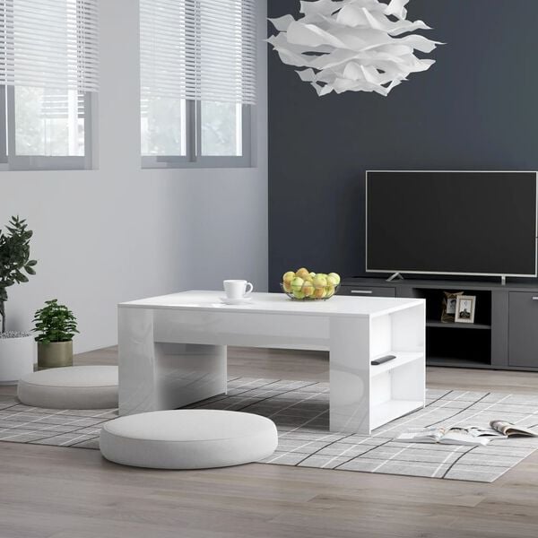 vidaXL Coffee Table High gloss white Engineered wood 39.4x23.6x16.5 in