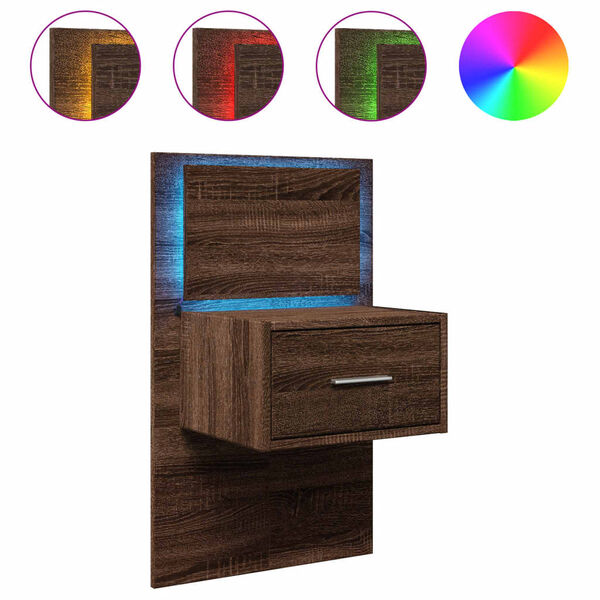 vidaXL Wall-mounted Bedside Cabinet Brown Oak Engineered Wood Medium