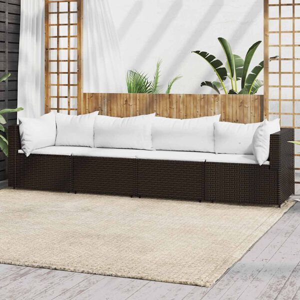 vidaXL Patio Lounge Set Brown, Cream White