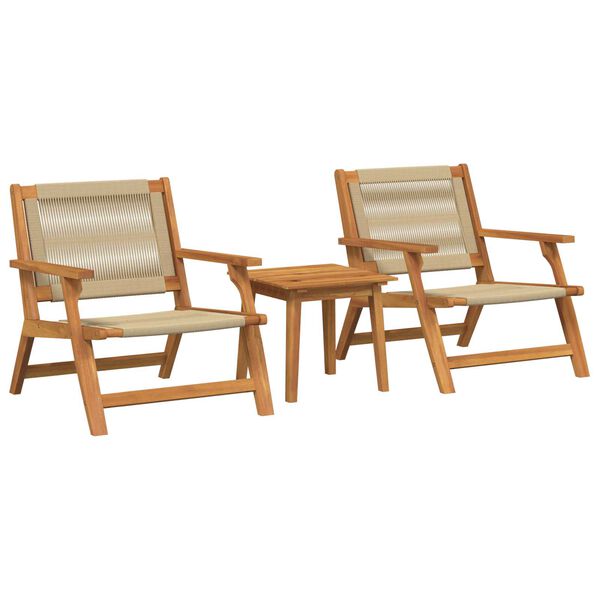 vidaXL Garden Chairs with Table 3 pcs Beige Solid Acacia wood