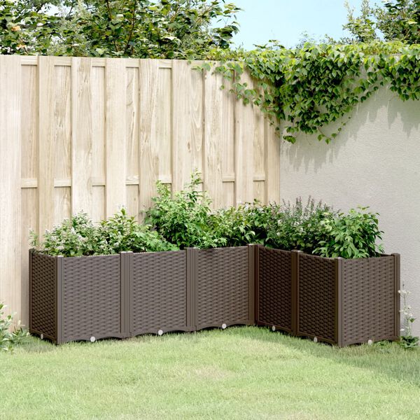 vidaXL Garden Planter Brown Polypropylene Large Modular Garden Planter
