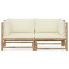 vidaXL Garden Lounge Set Cream White Bamboo, 100% polyester Standard