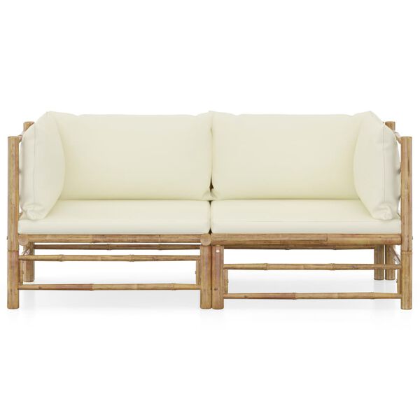 vidaXL Garden Lounge Set Cream White Bamboo, 100% polyester Standard