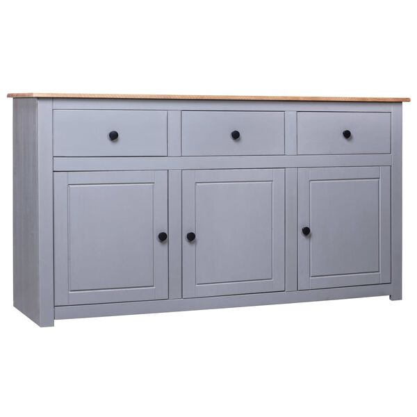 vidaXL Sideboard Gray and natural wood Solid pinewood Large Sideboard