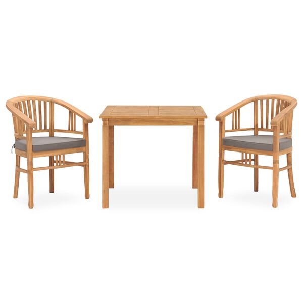 vidaXL Patio Dining Set Set of 2 Teak Solid Teak Wood Medium Durable