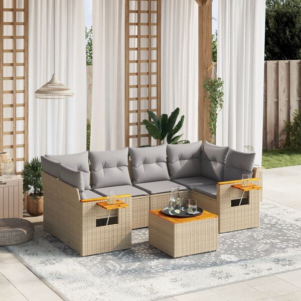 vidaXL Garden Sofa Set Beige, Light Grey