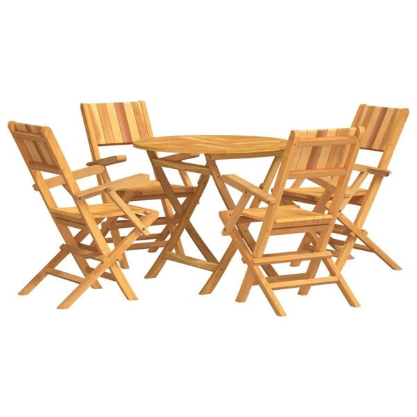 vidaXL Garden Dining Set Teak Solid Teak Wood 5 Piece Foldable
