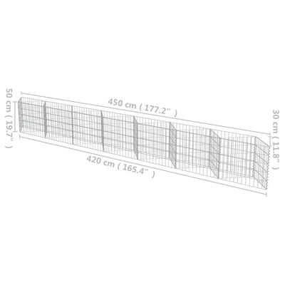 vidaXL Gabion Wall Galvanized Steel 177.2"x11.8"x19.7"