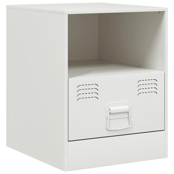vidaXL Bedside Cabinet White Cold-rolled steel Small Bedside Cabinet