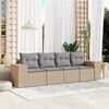 vidaXL Garden Sofa Set Beige PE rattan, Powder-Coated Steel Large