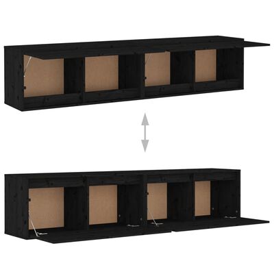 vidaXL Wall Cabinets 2 pcs Black 31.5"x11.8"x13.8" Solid Wood Pine