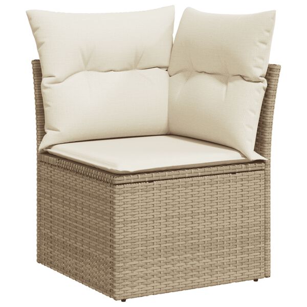 vidaXL 8 Piece Patio Sofa Set with Cushions Beige Poly Rattan
