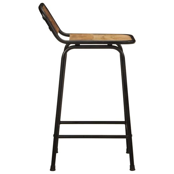 vidaXL Bar Stool Set of 4 Brown and Black Solid Rough Mango Wood and Iron