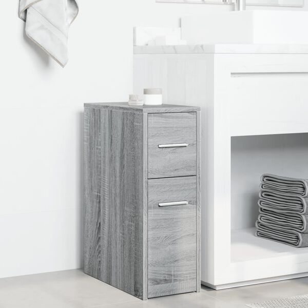 vidaXL Narrow Bathroom Cupboard Grey Sonoma Engineered wood Slim