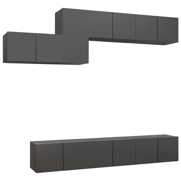 vidaXL 7 Piece TV Stand Set Gray Engineered Wood