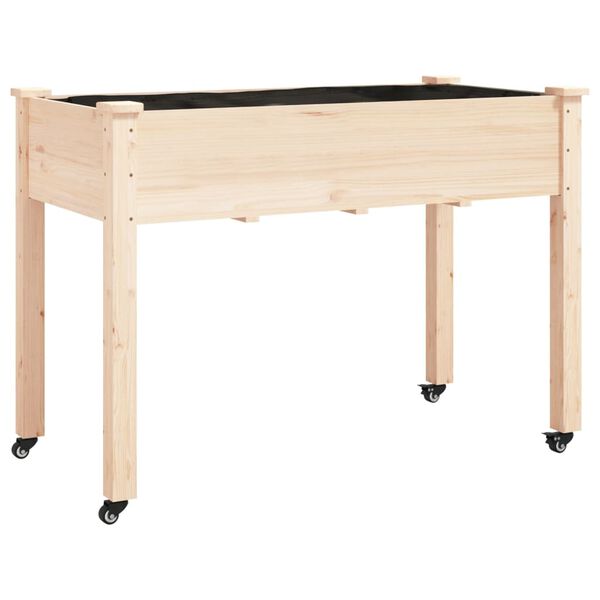 vidaXL Planter Natural wood Solid fir wood, non-woven fabric, iron Medium