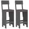 vidaXL Bar Stool Set of 2 Grey Solid Pine Wood Medium Footrest