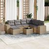 vidaXL Garden Sofa Set Beige PE rattan, Powder-coated steel, Tempered glass