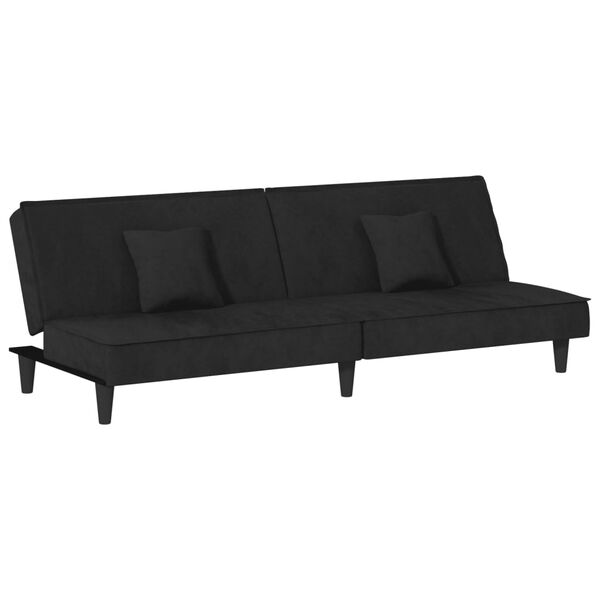vidaXL Sofa Bed Black Velvet, Plywood, Foam Large