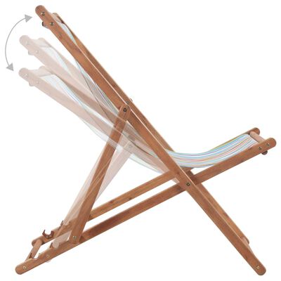 vidaXL Folding Beach Chair Fabric and Wooden Frame Multicolor