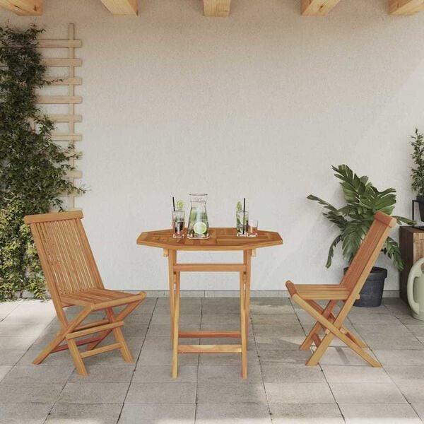 vidaXL Garden Dining Set 3 pcs Brown Solid teak wood