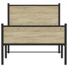 vidaXL Bed Frame Sonoma Oak Steel, Engineered Wood Twin Size Bed Frame