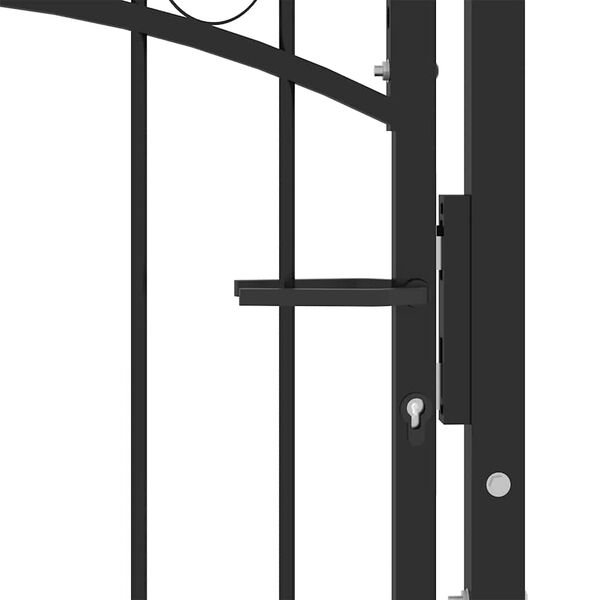 vidaXL Fence Gate with Arched Top Steel 39.4x33.9" Black
