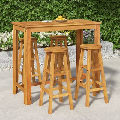 vidaXL 5 Piece Patio Bar Set Solid Wood Acacia