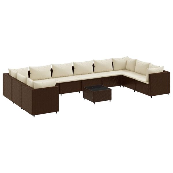 vidaXL Patio Lounge Set Brown, Cream White
