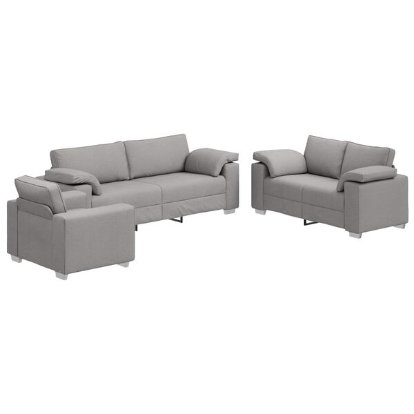 vidaXL Sofa 3 pcs Cloud Grey Linen-blend Fabric