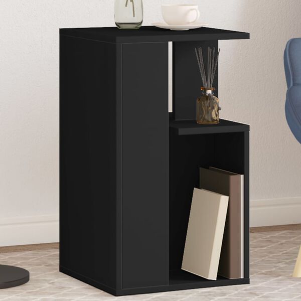 vidaXL Side Table Black Engineered Wood Small Side Table Square